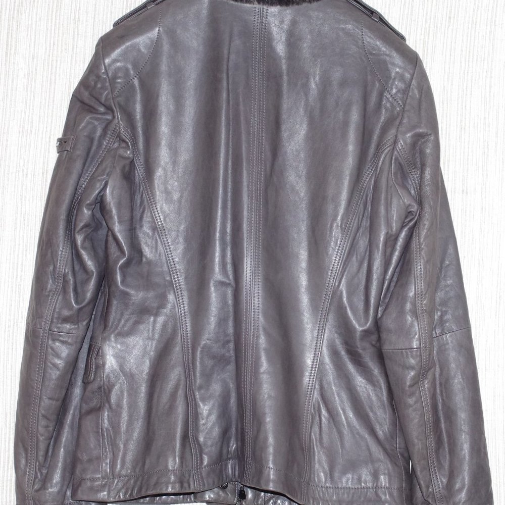 Peuterey "CINDI' taupe Gray leather jacket size 48 - Picture 7 of 14